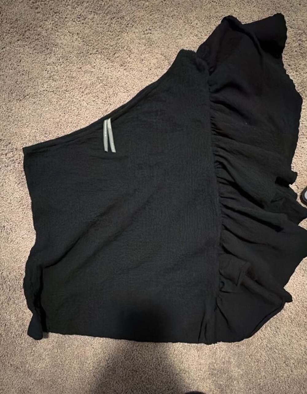 By Anthropologie One Shoulder Ruffled Blouse Size L Black
